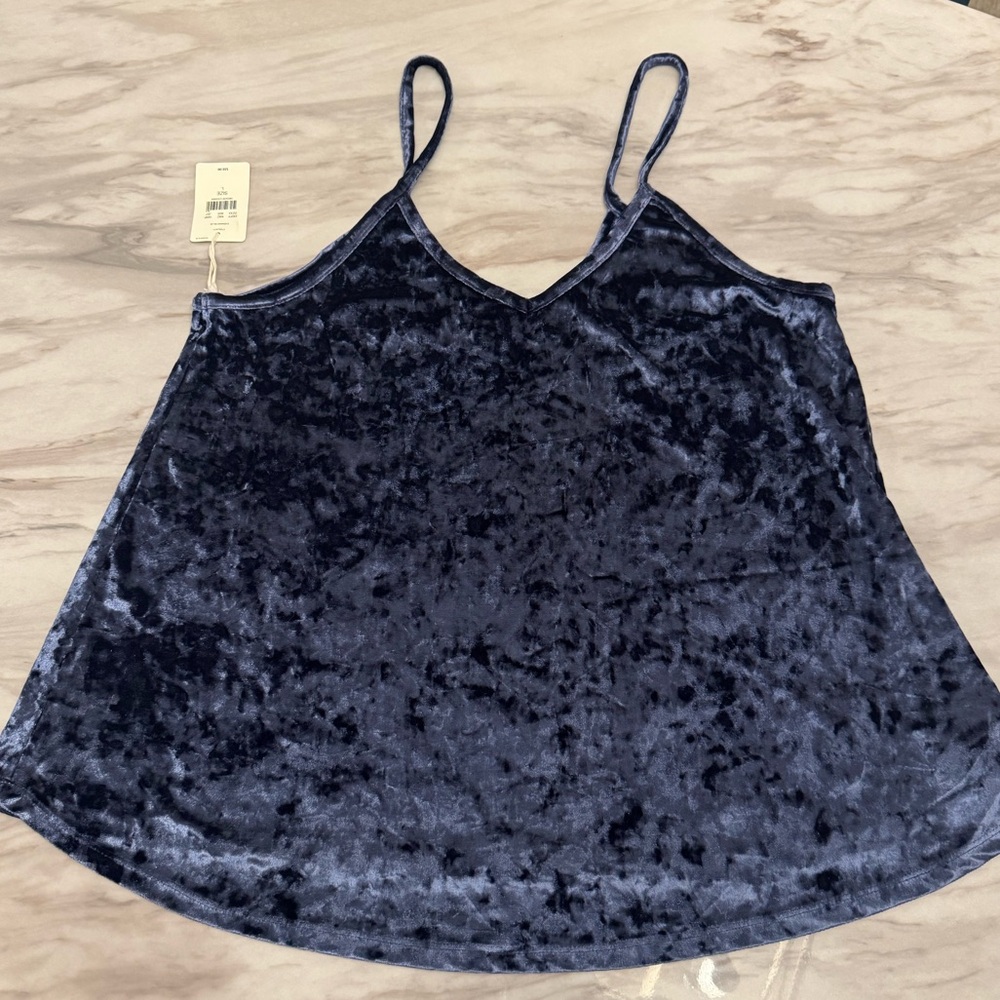 Jasmine & Ginger Evening Blue Velvet Camisole Sleeveless Top NWT